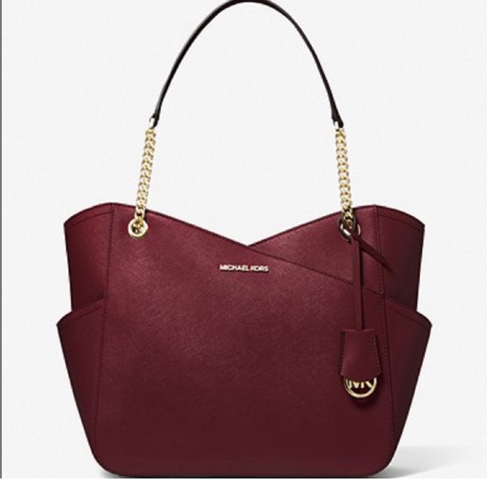 MICHAEL KORS Jet Set Large Saffiano Leather Shoulder Bag - Merlot